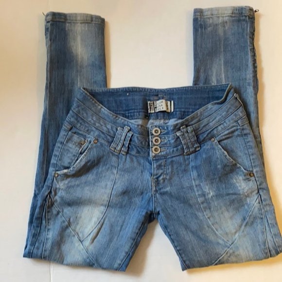 Zara TRF vintage women’s Y2K distressed 4 button zip fly patchwork jeans size 10 - Picture 8 of 16